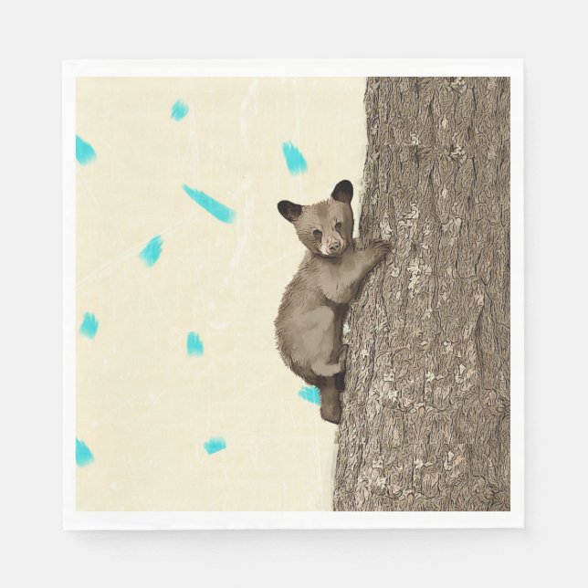 Serviette En Papier Little Bear Cub Escalade Tree Party (Devant)