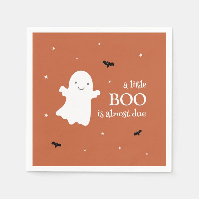 Serviette En Papier Little Boo Halloween Ghost Orange Baby shower (Devant)