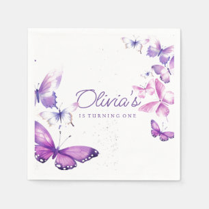 Serviette En Papier Little Butterfly Girl 1er anniversaire
