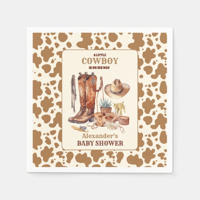 Serviette En Papier Little Cowboy Baby shower moderne de rodéo occiden (Devant)