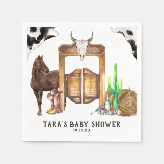 Serviette En Papier Little Cowboy | Rustic Country Western Saloon (Devant)