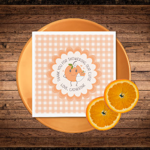 Serviette En Papier Little Cutie En route   Baby shower orange migre