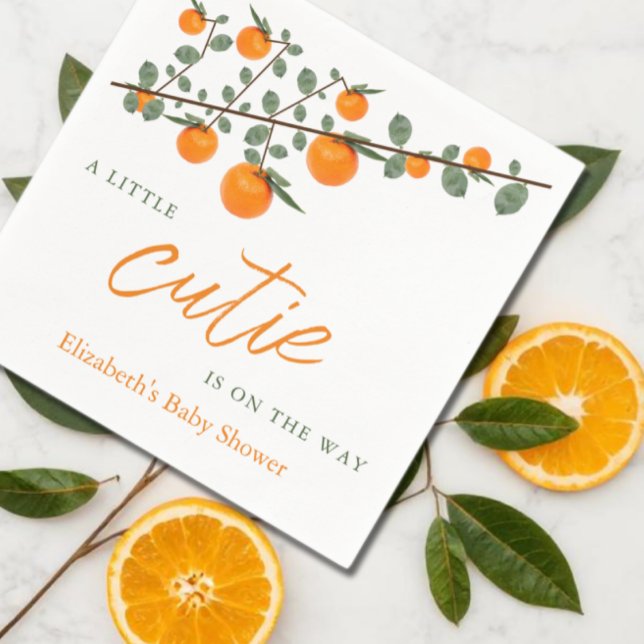 Serviette En Papier Little Cutie Orange Baby shower neutre de genre (Créateur téléchargé)