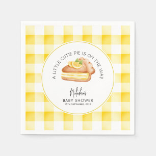 Serviette En Papier Little Cutie Pie Jaune En vichy Plaid Baby shower