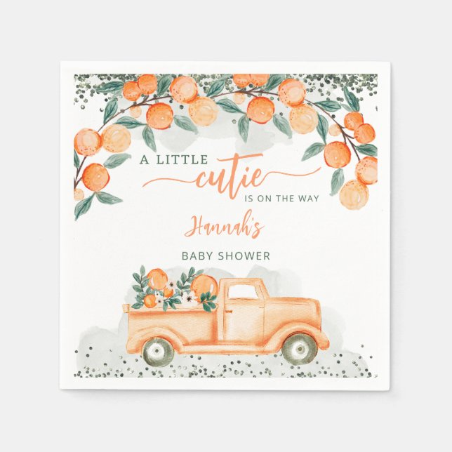 Serviette En Papier Little Cutie Sur Le Chemin Baby shower (Devant)