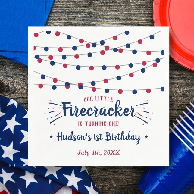 Serviette En Papier Little Firecracker 4 juillet 1er anniversaire (Créateur téléchargé)