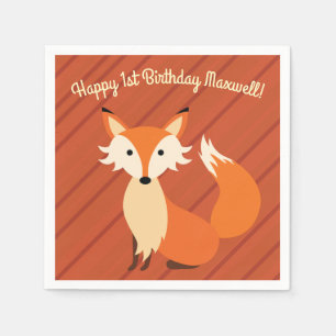 Serviette En Papier Little Fox Cute Coloré 1er Anniversaire Thème de f