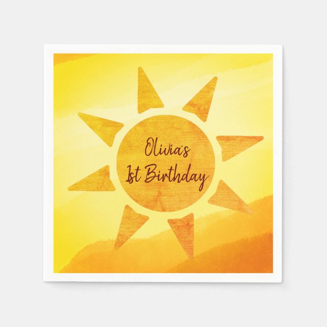 Serviette En Papier Little Gold Sunshine Boho Anniversaire Napkins (Devant)