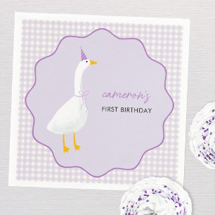 Serviette En Papier Little Goose En vichy premier anniversaire