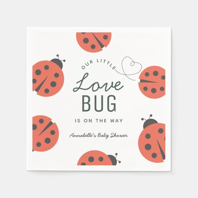 Serviette En Papier Little Log Baby shower Ladybug serviettes (Devant)
