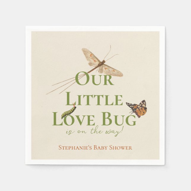 Serviette En Papier Little Love Bug Baby shower Genre Neutre (Devant)