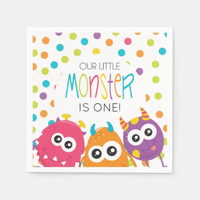 Serviette En Papier Little Monster Premier anniversaire de fête Napkin (Devant)