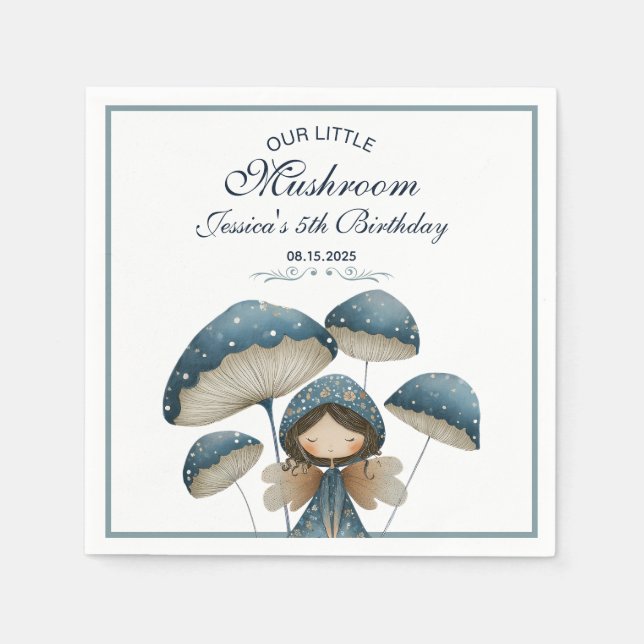 Serviette En Papier Little Mushroom Blue Fairy Anniversaire de enfant  (Devant)