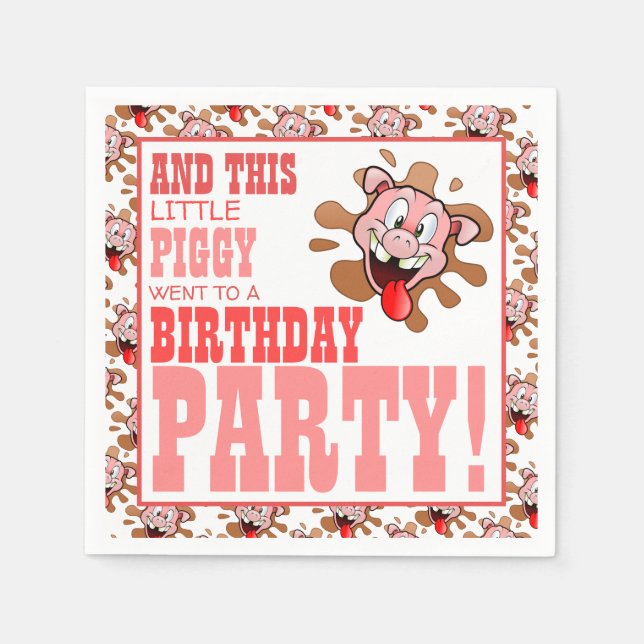 Serviette En Papier Little Piggy fête d'anniversaire Napkin (Devant)