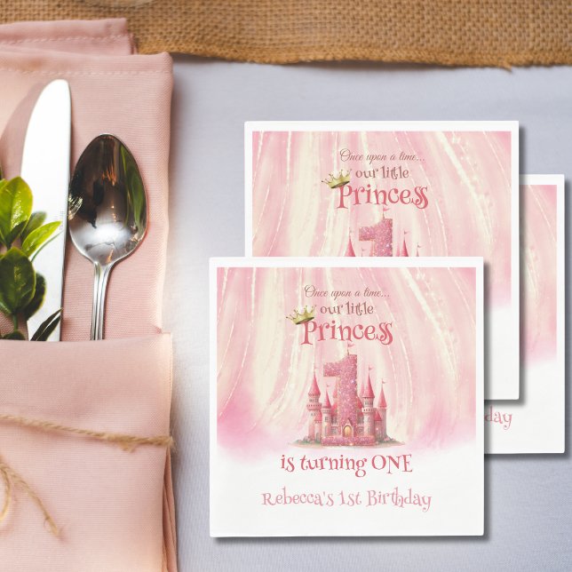 Serviette En Papier Little Princess Pink Castle 1er anniversaire (Créateur téléchargé)