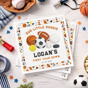 Serviette En Papier Little Rookie Sports 1er anniversaire Toute une