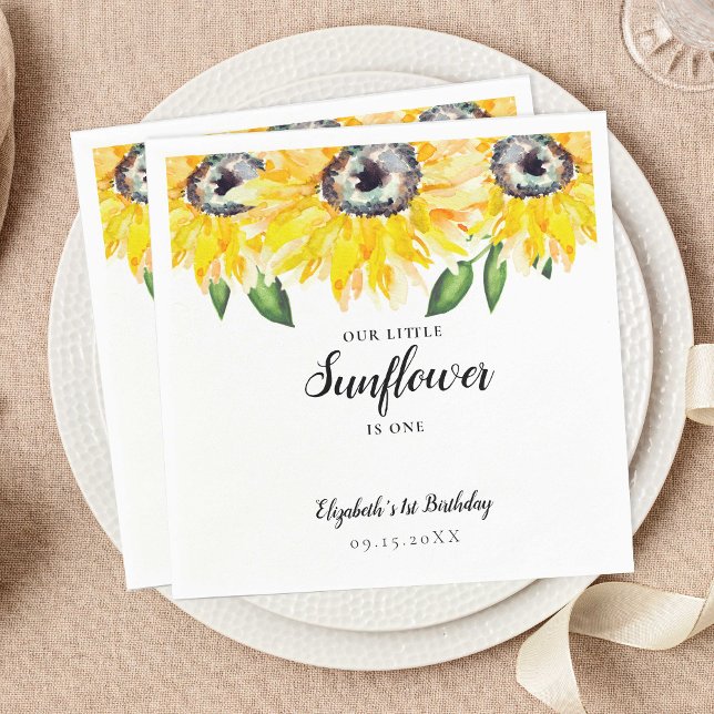 Serviette En Papier Little Sunflower est un premier anniversaire Elega (Créateur téléchargé)
