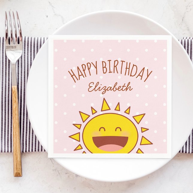 Serviette En Papier Little Sunshine Girl Anniversaire Joyeuse fête d'a (Créateur téléchargé)