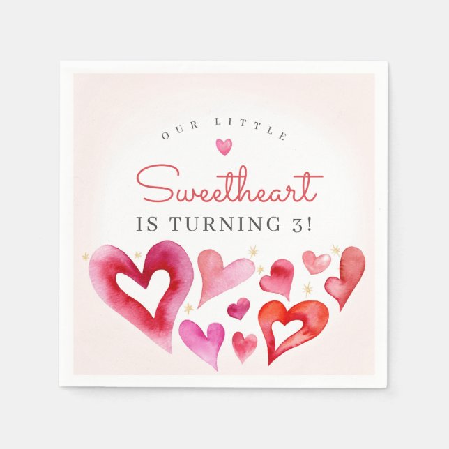 Serviette En Papier Little Sweetheart Février Party (Devant)
