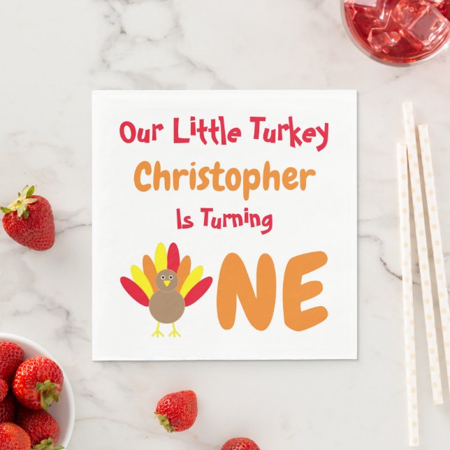 Serviette En Papier Little Turkey 1er anniversaire (En situation)
