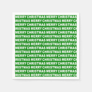 Serviette En Papier Livre blanc sur la typographie de Noël vert Papier