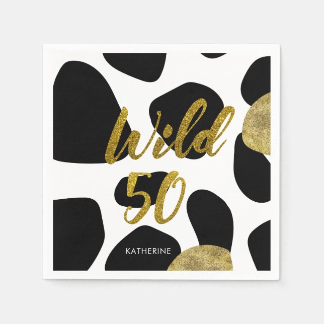 Serviette En Papier Livre d'anniversaire du Motif animal sauvage Cinqu (Devant)