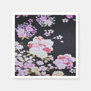 Serviette En Papier Livre de découpage floral noir blanc japonais Kimo