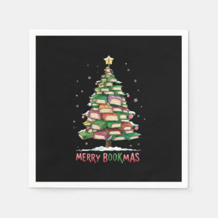 Serviette En Papier Livre de Noël Lover Tree Librairie Joyeux Bookmas