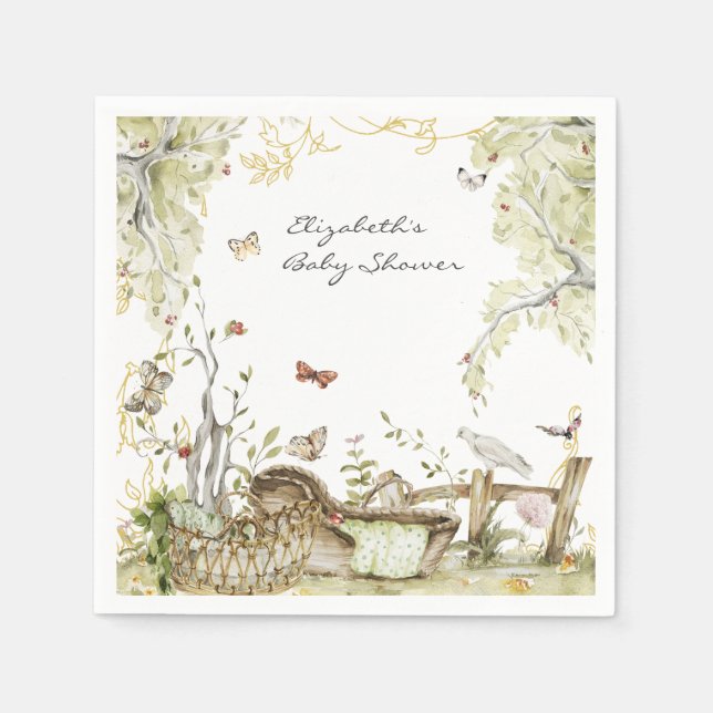 Serviette En Papier Livre d'histoires | Baby shower forestier (Devant)