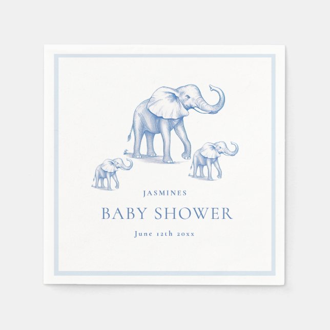 Serviette En Papier livres de baby shower de safari bleu pour bébé (Devant)