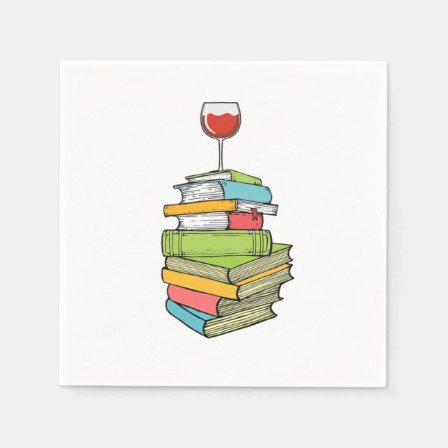 Serviette En Papier Livres Et Vin J'Aime Lire Livres (Devant)