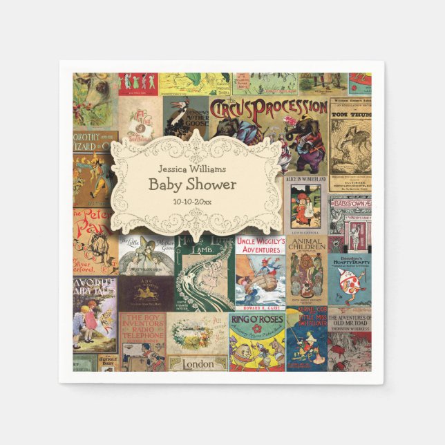 Serviette En Papier Livres vintages Apportent Un Baby shower De Livre (Devant)