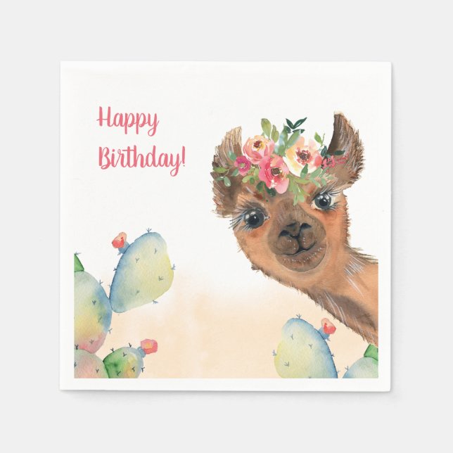 Serviette En Papier Llama Boho personnalisé (Devant)