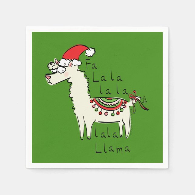 Serviette En Papier Llama Cute Drôle Noël Vacances (Devant)