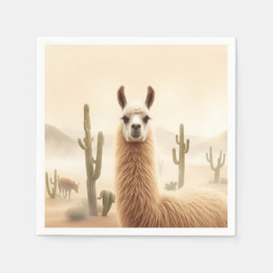 Serviette En Papier Llama de sable doux avec courant de cactus