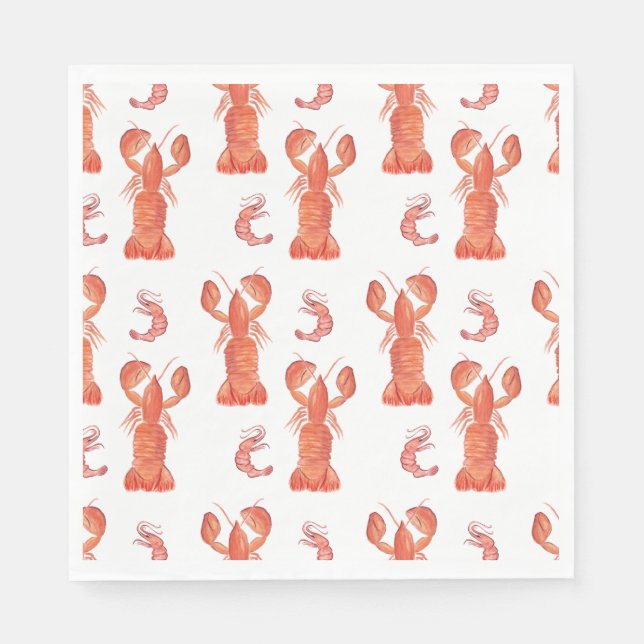 Serviette En Papier Lobster and Crawfish Pattern Wedding (Devant)