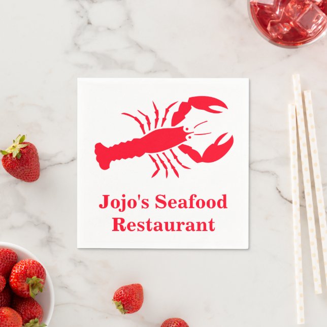 Serviette En Papier Lobster Red (Nom) Jojo's Seafood Restaurant (En situation)