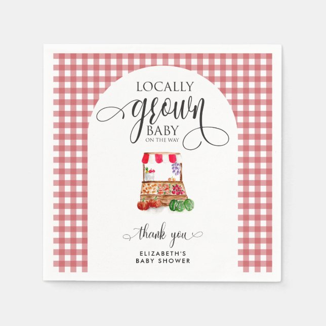 Serviette En Papier Locally Grown Baby Shower Carrots Gingham (Devant)