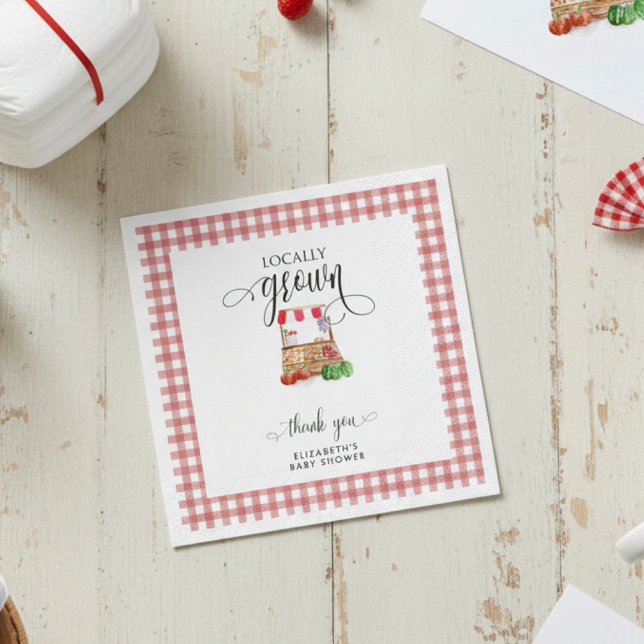 Serviette En Papier Locally Grown Baby Shower Carrots Gingham (Créateur téléchargé)