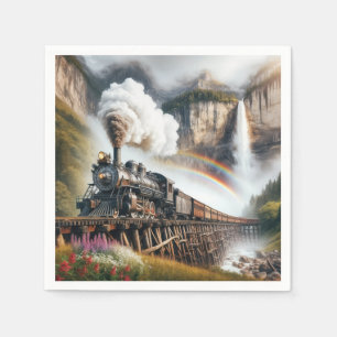 Serviette En Papier Locomotive à vapeur vintage sur tringle de train