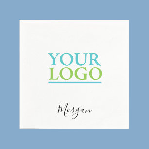 Serviette En Papier Logo/Art/Photo, Nom Script noir, Blanc
