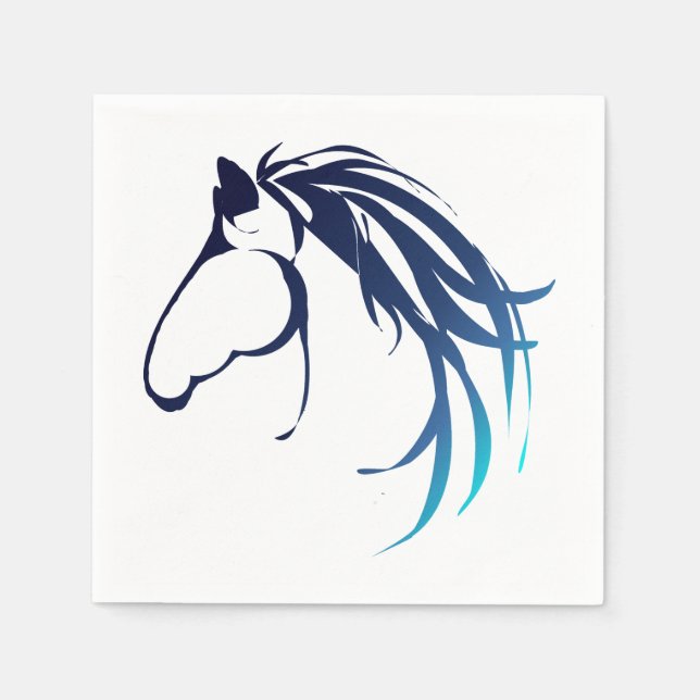 Serviette En Papier Logo classique de la tête de cheval en bleu (Devant)