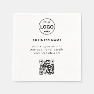 Serviette En Papier Logo de code Qr minimaliste d'entreprise simple