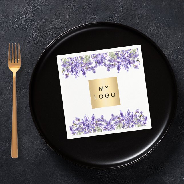 Serviette En Papier Logo de l'entreprise de fleurs de lavande (Créateur téléchargé)