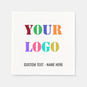 Serviette En Papier Logo de l'entreprise et texte promotionnel de serv