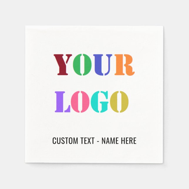 Serviette En Papier Logo de l'entreprise et texte promotionnel de serv (Devant)