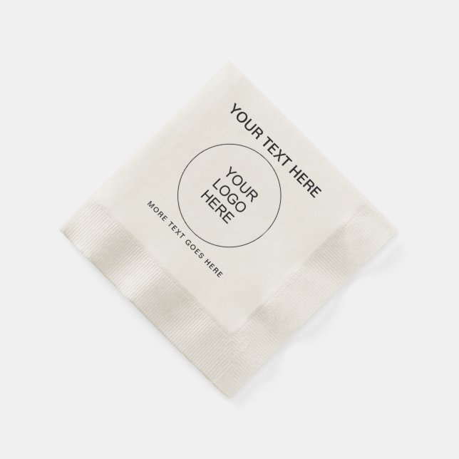 Serviette En Papier Logo de l'entreprise personnalisée Texte Ecru Cock (Coin)