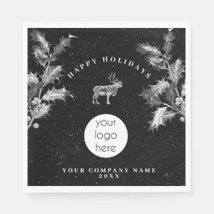Serviette En Papier Logo de vacances rustique noir et blanc pour entre