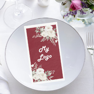 Serviette En Papier Logo d'entreprise de fleurs blanches rouges