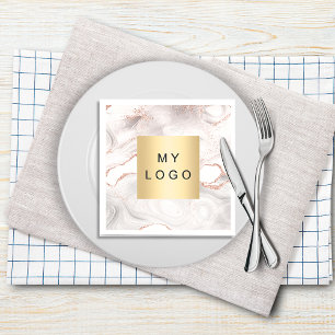 Serviette En Papier Logo d'entreprise en marbre doré rose